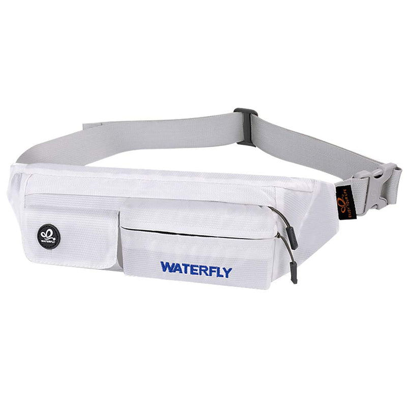 WATERFLY Fanny Pack for Women Men Water Resistant Small Waist Pouch Slim Belt Bag with 4 Pockets for Running Travelling Hiking Walking Lightweight Crossbody Chest Bag Fit All Phones White - NewNest Australia