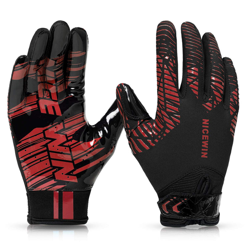 NICEWIN Football Gloves Adult Football Receiver Gloves for Men and Women Red 1 Small - NewNest Australia