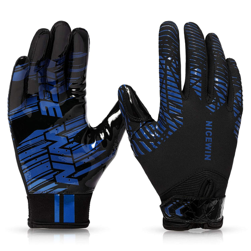 NICEWIN Football Gloves Adult Football Receiver Gloves for Men and Women Blue 1 Medium - NewNest Australia