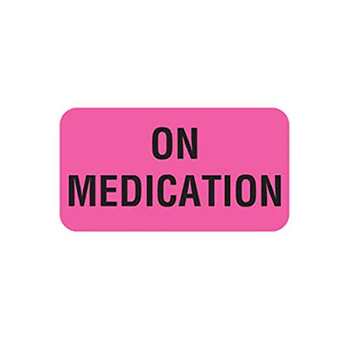 Tabbies Veterinary Care Instruction Removable Labels, Fluorescent Pink, "ON Medication" 1-5/8"W x 7/8, Important Care Instructions for Pets, 560 Labels Per Roll ON MEDICATION - NewNest Australia