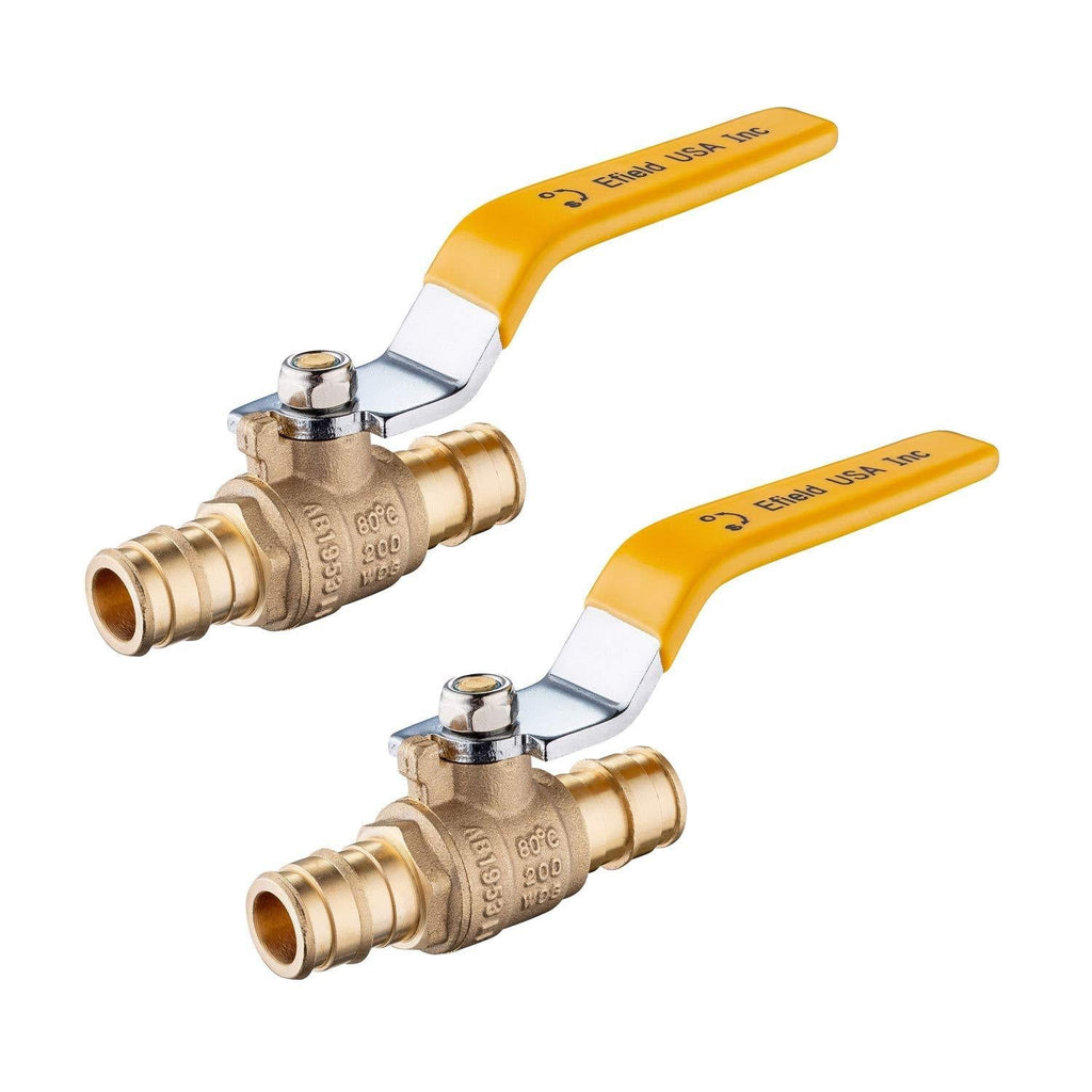 (Pack of 2) EFIELD 3/4 Inch Brass Ball Valve For Pex-A Pipe, F1960 Expansion Type Only For Pex-A Pipe,Yellow Handle No Lead Brass UPC Certified-2 Pieces - NewNest Australia