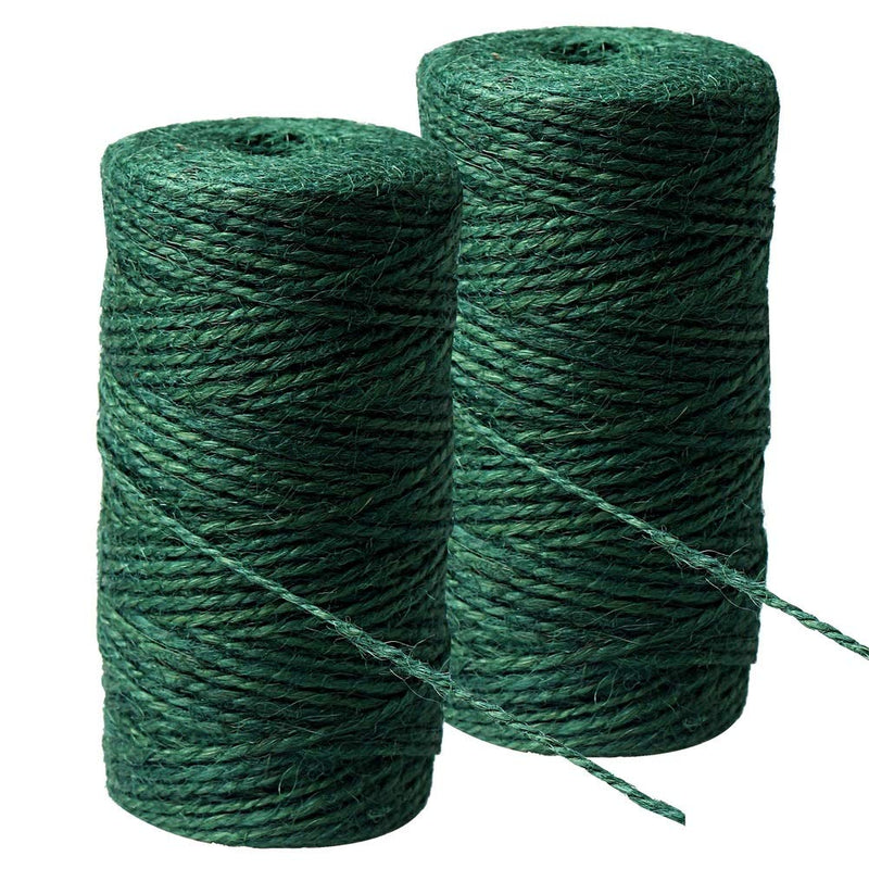 656 Feet Green Garden Twine, Natural Jute Twine Green String Heavy Duty Jute Rope String for Craft Gardening Floristry Bundling Gift Wrapping (328Feet/Roll) - NewNest Australia