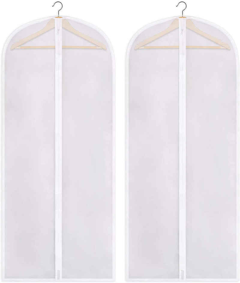 NewNest Australia - SteadMax Zippered Garment Bag, Large 53 x 23 inches, Heavyweight Dress Bag for Gowns, Suits, Jackets, Dresses, Hanging Clothing Storage Bag, Water Repellent, Dust Proof, Clear (2-Pack) 2-Pack 