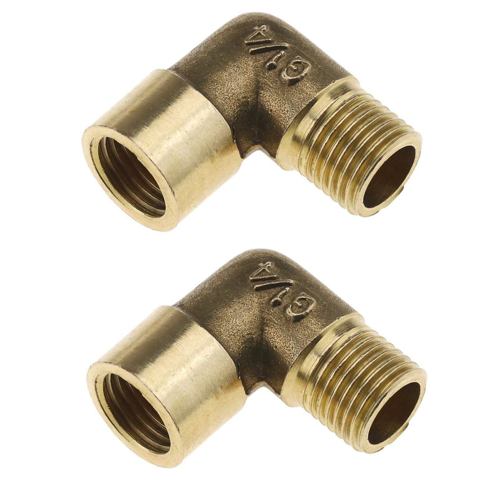 2Pcs Air Line Right Angle Connector, 1/4 BSP Male to Female, for Air Water Oil Pipe Hydraulic Compressors - Brass - NewNest Australia