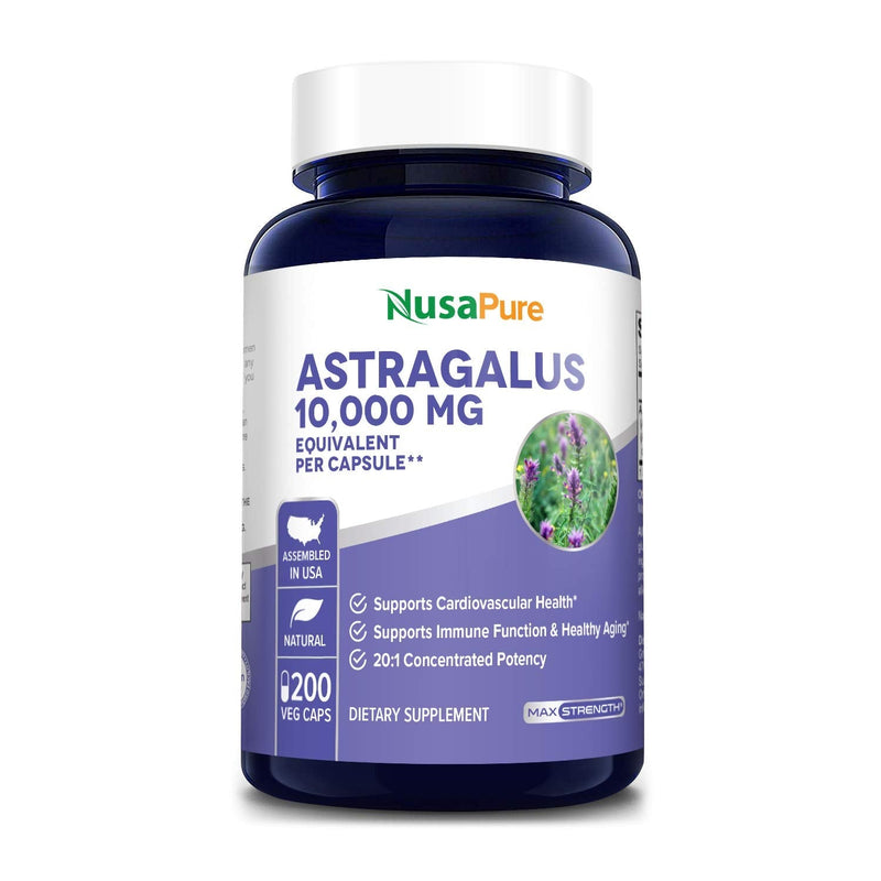Astragalus 10000 mg Per Caps 200 Veggie Capsules (Vegetarian, Non-GMO & Gluten-Free) Max Strength - NewNest Australia