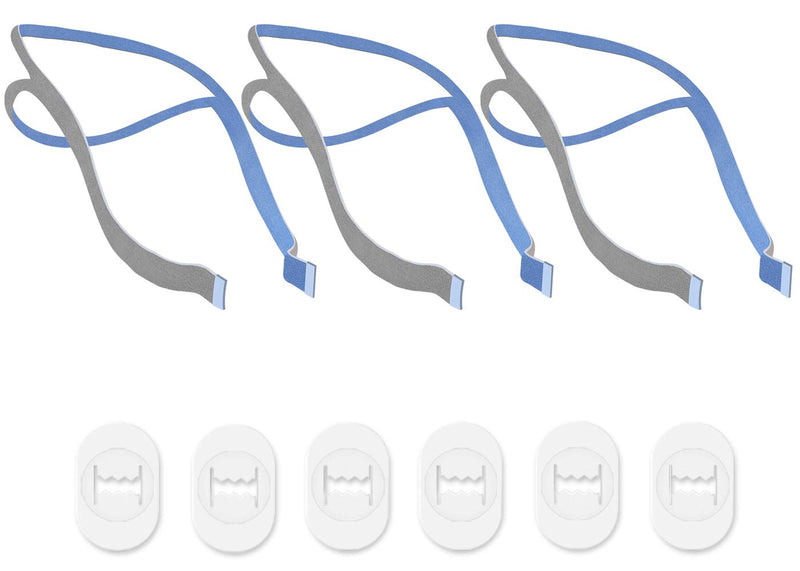 Replacement Headgear Compatible with ResMed Airfit P10 Nasal Pillow CPAP Mask Straps Included 3 Super Elastic Straps and 6 Adjustment Clips(3 Pack) Blue - NewNest Australia