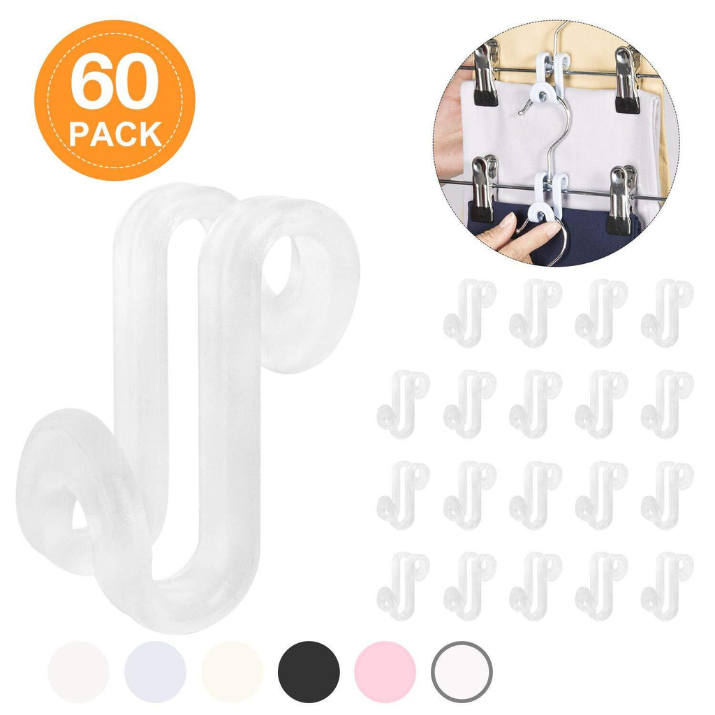 NewNest Australia - Frezon Clothes Hanger Connector Hooks, Mini Cascading Hanger Hooks for Velvet Huggable Hangers, Heavy Duty Space Saving for Closet 60 Pcs (Clear) Clear 