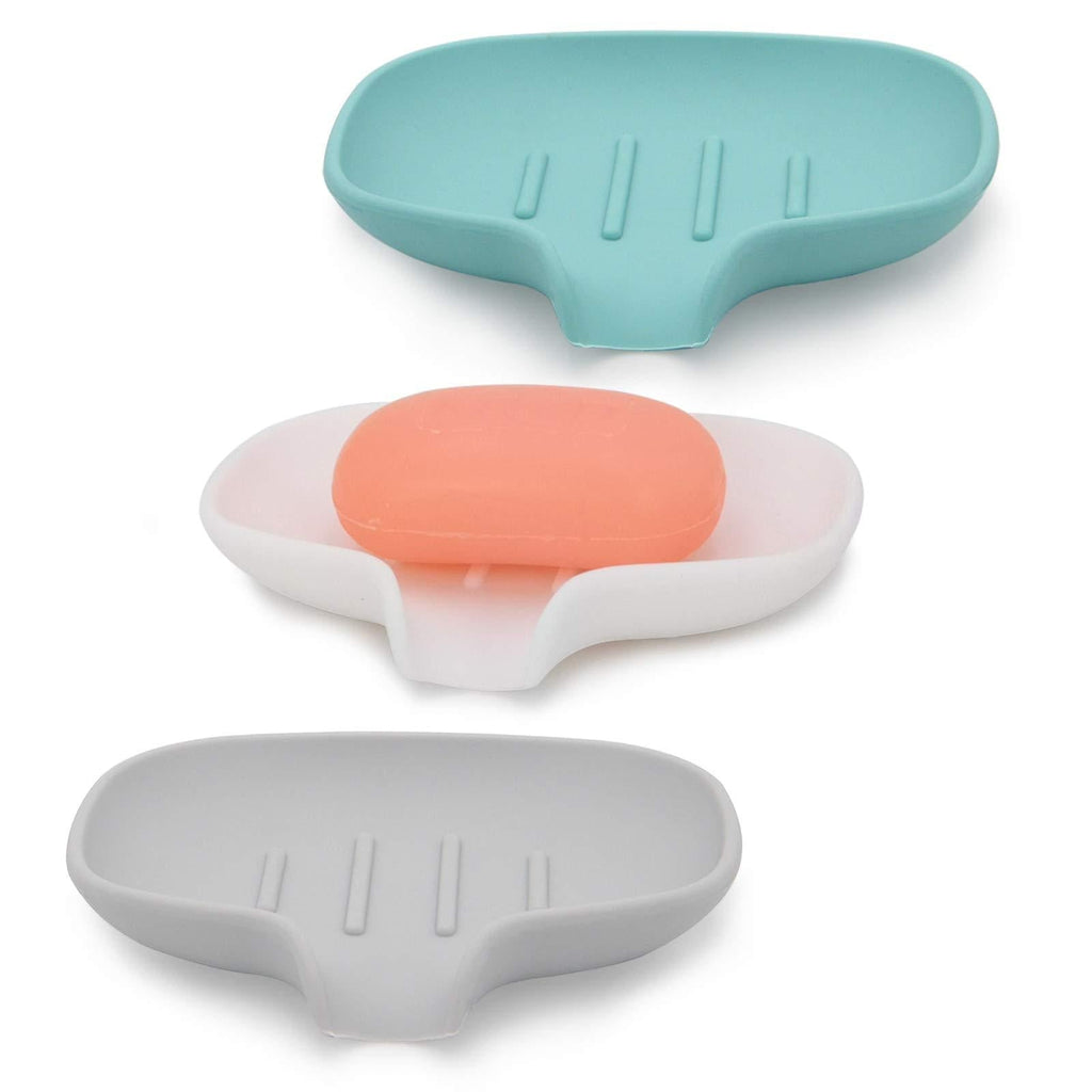 AIMAIAIMAI 3 Pack Silicone Soap Dish with Drain, Bar Soap Holder for Shower/Bathroom, Self Draining Waterfall Soap Tray/Saver for Kitchen, Keep Soap Dry, Easy to Clean - NewNest Australia