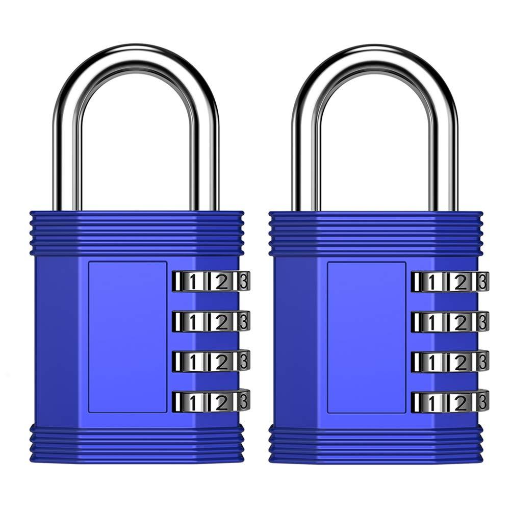 ZHEGE Combination Lock 2 Pack, 4 Digit Outdoor Padlock for Gym, Employee, School, Fence, Gate, Hasp Cabinet, Set Your Own Keyless Resettable Combo Lock Blue - NewNest Australia