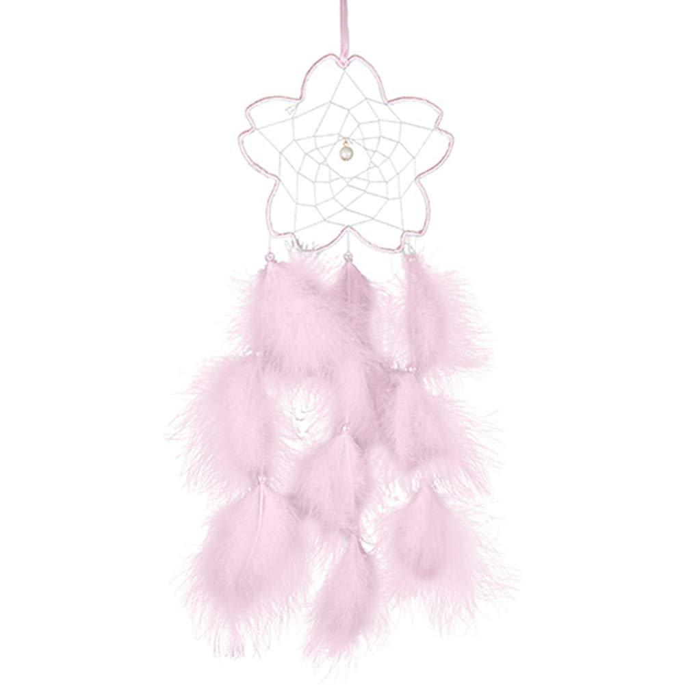 NewNest Australia - WESTONETEK Handmade Dream Catcher Bauhinia Dreamcatcher Pink Feather for Bedroom Wall Hanging Home Decor Wedding Party Blessing Gift Decoration 