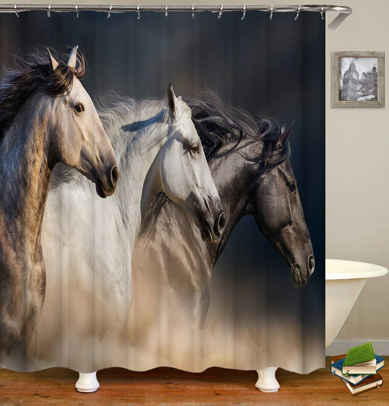 Shocur Horse Shower Curtain, Western Horses Run in Farm Filed, 72 x 72 Inches Man Theme Bath Curtain, Polyester Fabric Bathroom Decor Set with 12 Hooks - NewNest Australia