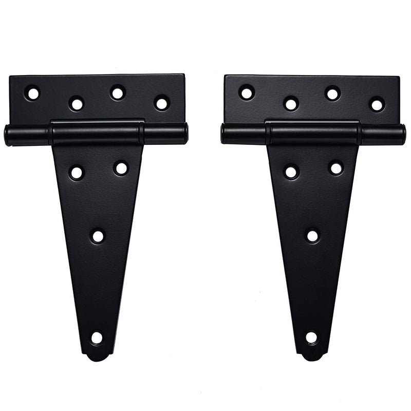 6 Inch T-Strap Shed Door Hinges Heavy Duty ,Black Tee Hinge for Wooden Fences,Yard Door,Barn Door Gates, Wrought Hardware Rustproof,2Pack/Set 6 inch x 2PCS - NewNest Australia