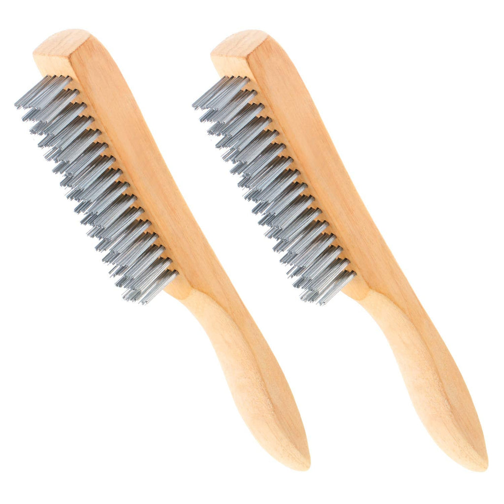 2 Pieces Scratch Wire Brush Wire Scratch Brush Stainless Steel Brush Welding Wood Wire Brush with Curved Wood Handle for Cleaning Rust, Removing Paint, Dirt and Other Debris,10 Inch Overall Length - NewNest Australia