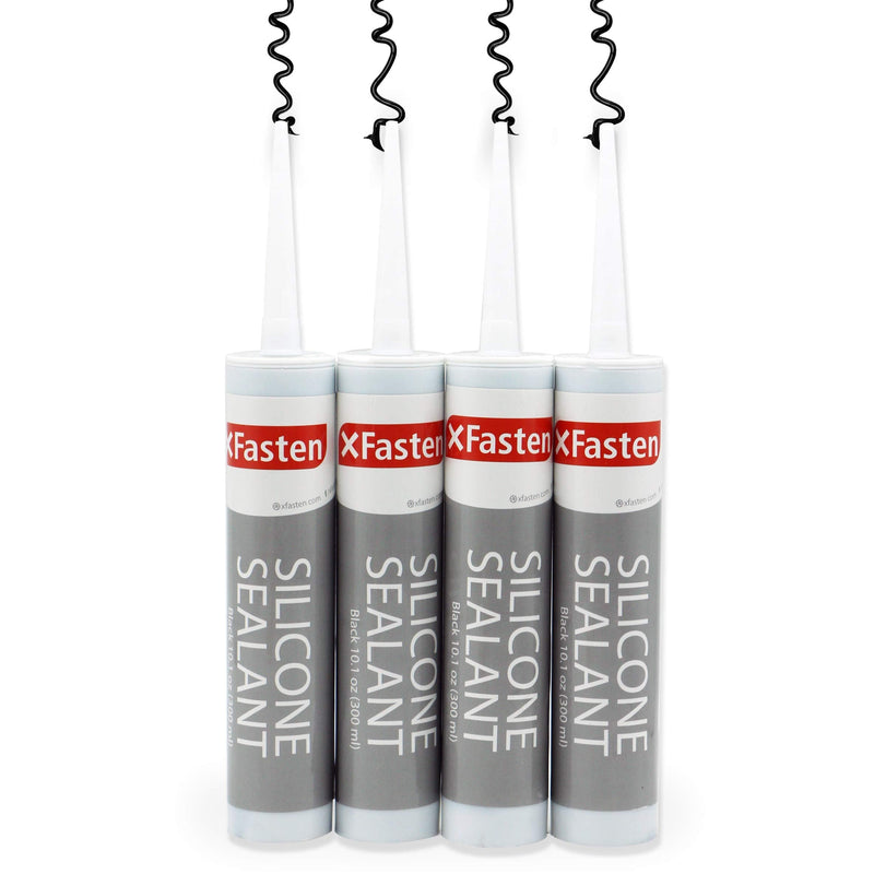 XFasten Silicone Sealant Waterproof Black Cartridge, 10.1 oz (4-Pack) Black Caulking Silicone Adhesive Sealant Cartridge for RV, General Use, Window, Door, Glass, Automotive Leak Sealing 4 Pack (10.1oz/canister) - NewNest Australia