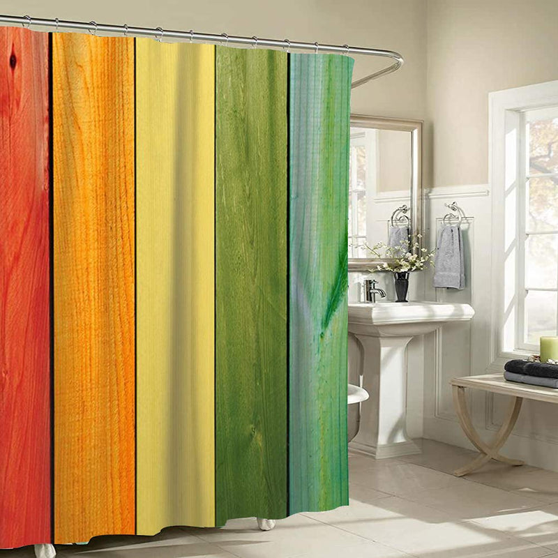 Nobranded Colorful Rustic Shower Curtain, Farmhouse Shower Curtain Country for Bathroom Sets Wooden Painted Planks Barn Door Bath Curtains Fabric Decor Waterproof with Hooks, 59x71,10 - NewNest Australia