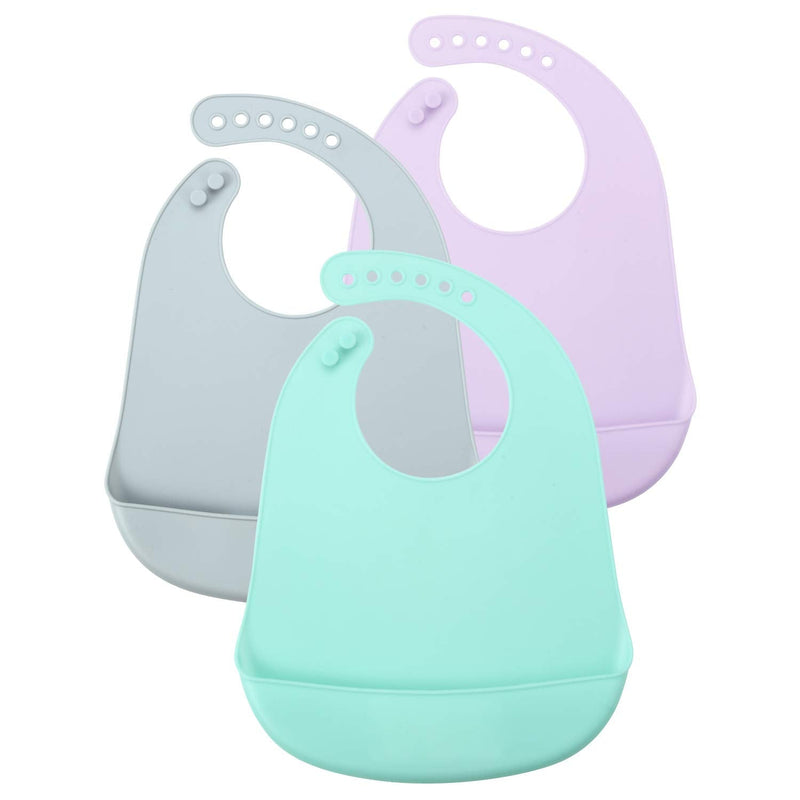 PandaEar Cute Super Thin Light Weight Unisex Silicone Baby Bibs Waterproof Blue/Purple/Grey - NewNest Australia