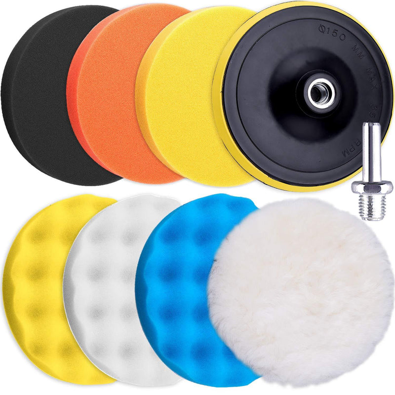 SIQUK 9 Pieces Car Polishing Pad Kit 7 Inch Buffing Pads Foam Polish Pads Car Polisher Attachment for Drill - NewNest Australia