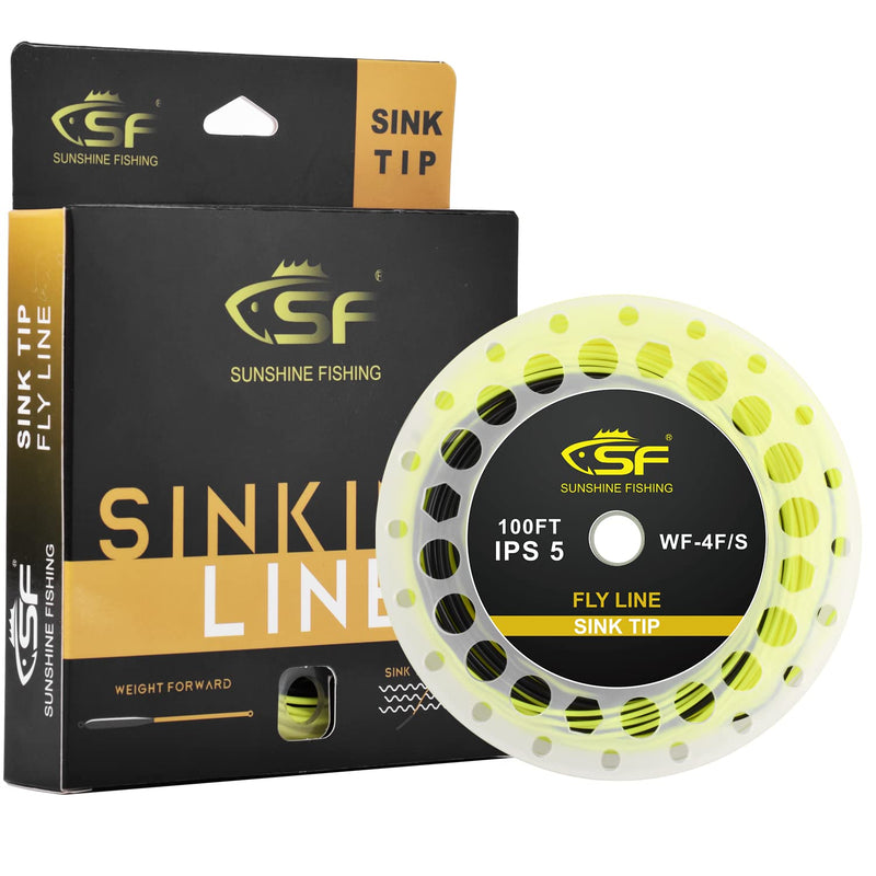SF Sinking Tip Line Weight Forward Taper Fly Line Fly Fishing Line with Welded Loop Floating for Freshwater WF 4 5 6 7 8 9 10F/S 100FT IPS3/IPS5 Fluorescent Yellow&Black/Sink Tip WF5F/S IPS5 100FT - NewNest Australia