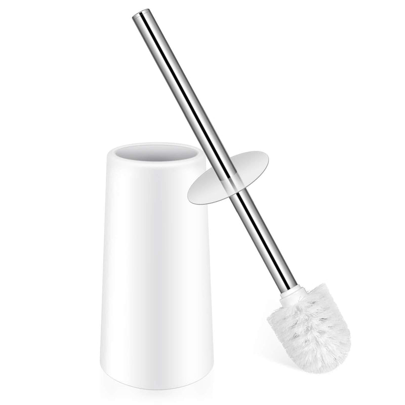 Toilet Brush, Toilet Brush with Holder, Toilet Bowl Brush with Stainless Steel Handle Durable Bristles Deep Cleaning Compact Bathroom Brush Save Space Good Grip Anti-Drip, White - NewNest Australia