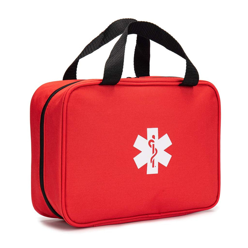 Jipemtra Red First Aid Bag Empty Travel Rescue Pouch First Responder Storage Medicine Emergency Bag for Car Home Office Kitchen Sport Outdoors (Red with Folders) Red With Folders - NewNest Australia