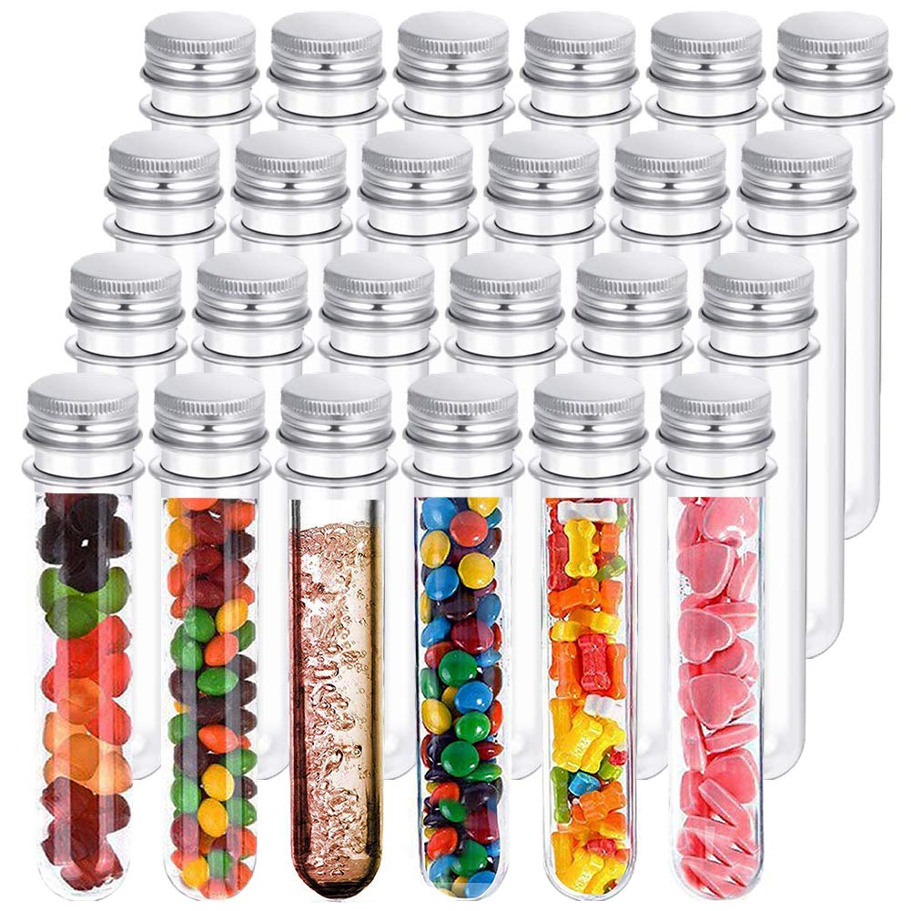 24 PCS Plastic Test Tubes,45ml Clear Test Tube with Caps,140x25mm Test Tube for Candy Storage,Party,Decoration,Beads Display,Lab - NewNest Australia