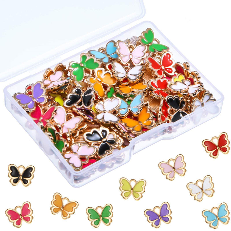 100 Pieces Colorful Butterfly Charms Enamel Butterfly Pendant Jewelry Butterfly Charm Alloy Butterfly Jewelry Charm for Necklace Bracelet Earrings DIY Supplies - NewNest Australia