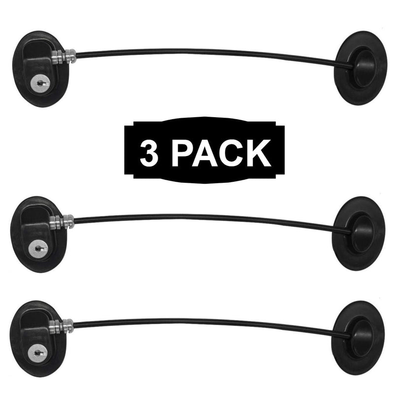 3 Pack Refrigerator Door Locks with 6 keys, File Drawer Lock, Freezer Door Lock and Child Safety Cabinet Lock by REZIPO Black 3 - NewNest Australia