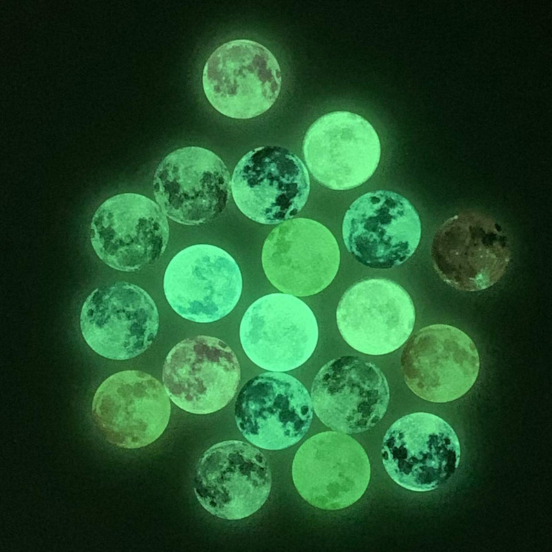 20Pcs 20mm Glow in the Dark Glass Moon Lunar Round Dome Glass Cabochons Flatback for DIY Craft Necklace Bracelet Pendant Making - NewNest Australia