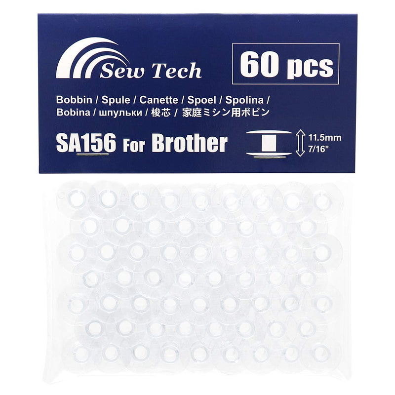 Sew Tech 60pcs SA156 Bobbins for Brother Sewing Machine XM2701 CS6000i CS7000i GX37 XR3774 CS5055PRW XR9550PRW HC1850 CS8800PRW PE800 SE600 NQ1600E Embroidery Machines etc. Plastic Class 15 Bobbin 60pcs in Bag - NewNest Australia
