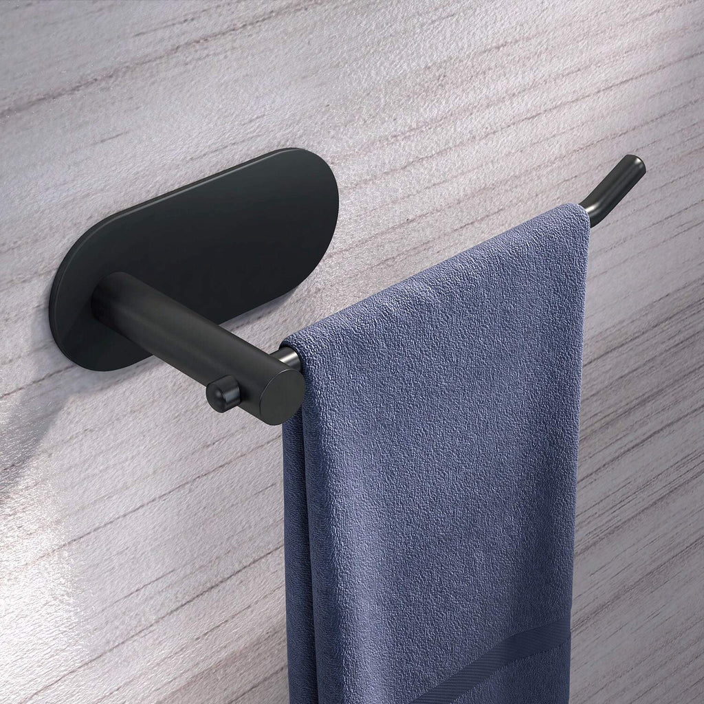 VAEHOLD Hand Towel Holder for Bathroom Wall Mounted, Black Towel Rack Self Adhesive Towel Ring Hanger Towel for Kitchen No Drilling - SUS 304 Stainless Steel Brushed - NewNest Australia