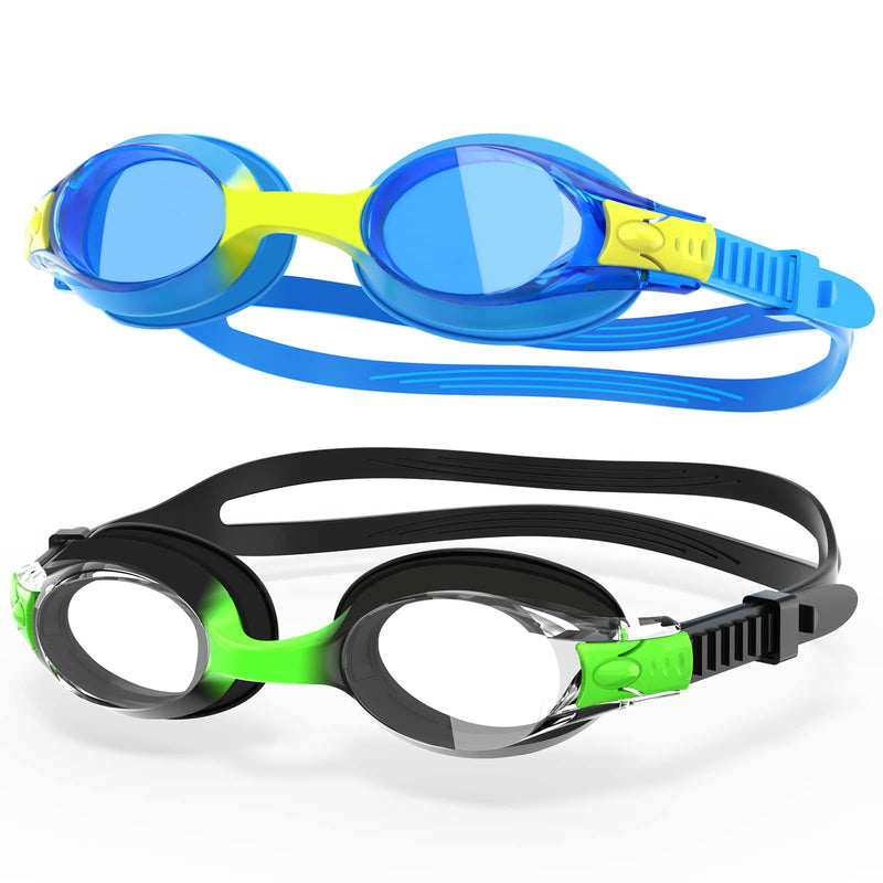 Findway Kids Swim Goggles, 2 Pack Kids Swimming Goggles Anti-fog No Leaking Girls Boys for Age 3-10 1-blue+black - NewNest Australia
