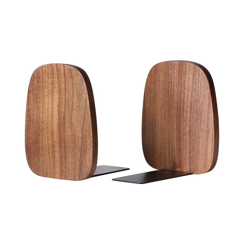 NewNest Australia - muso wood Bookends Support for Shelves,Decorative Book Ends for Heavy Books/Office Files/Magazine 5.51” x 4.72” x 4.25”(Walnut Wood) Walnut 