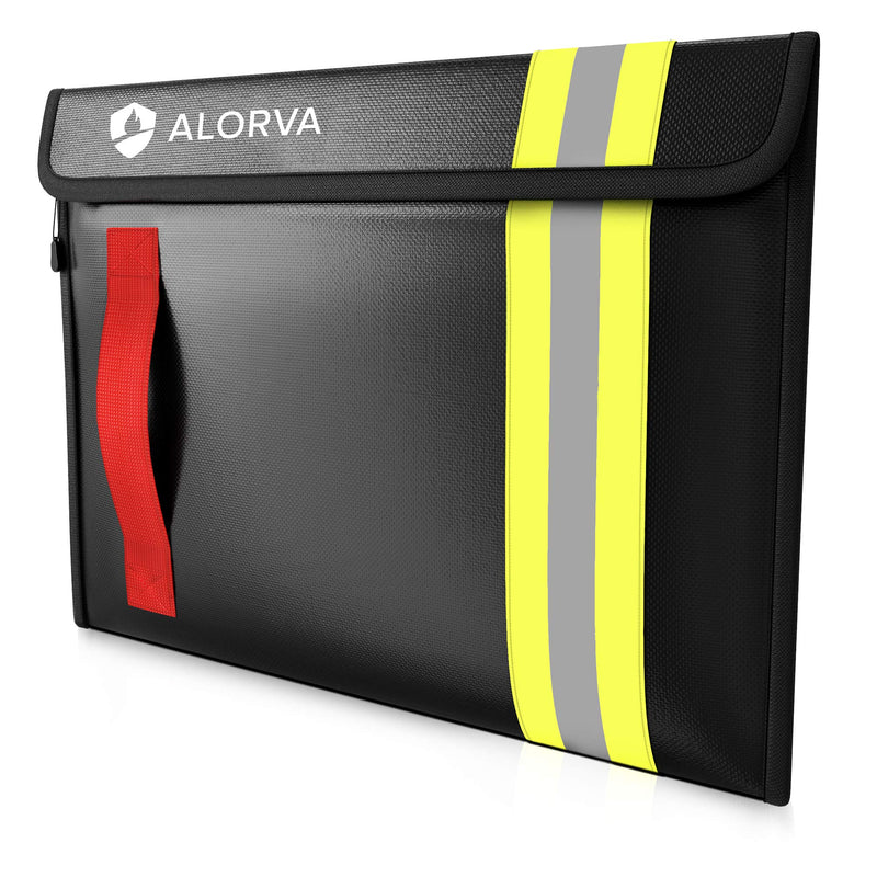 Alorva Fireproof & Water-Resistant Document Bag – 15.5 x 11 x 3-inch Pouch for Legal Documents & Valuables - Double-Layered Zippered Protection – Firefighter Designed (Black) Black - NewNest Australia