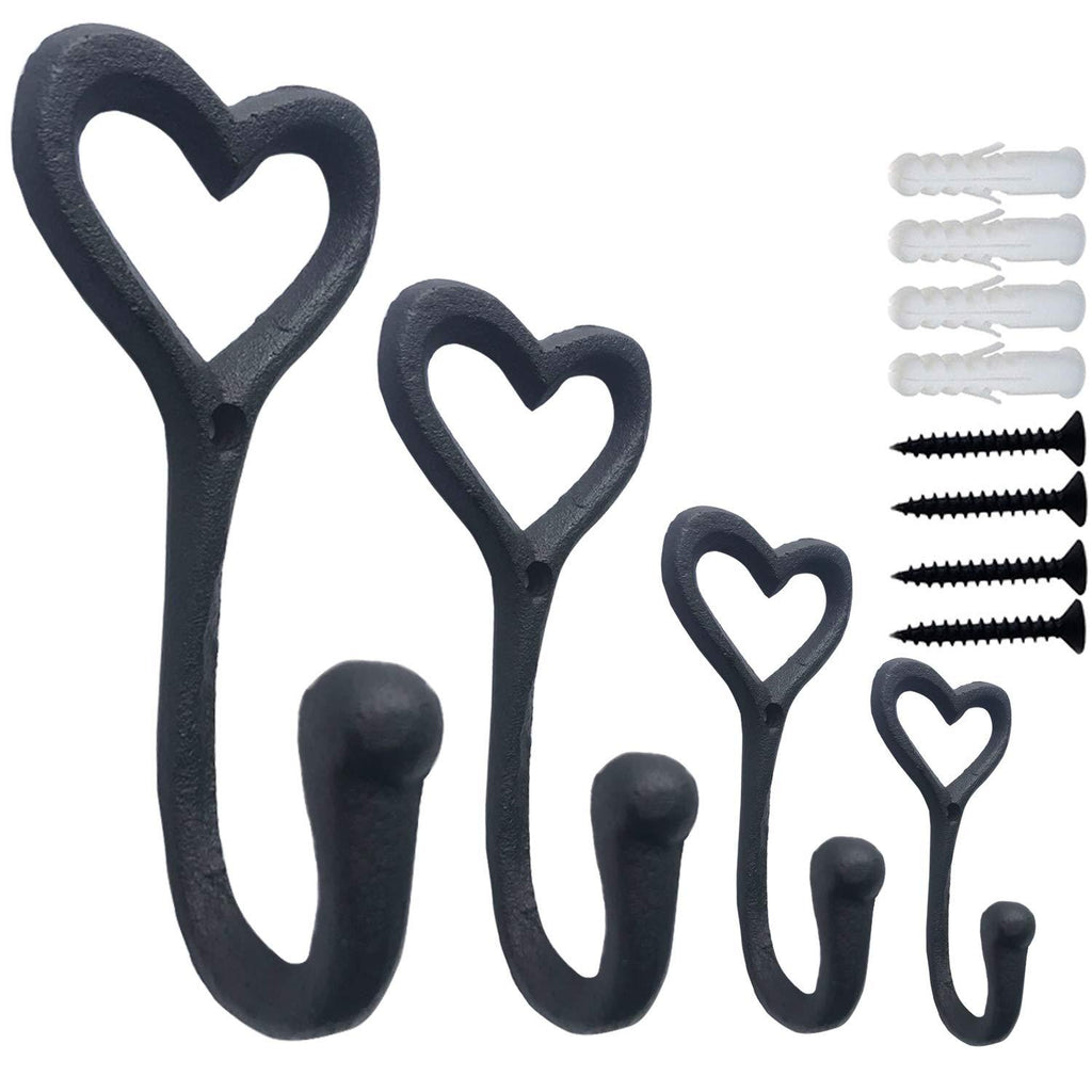 NewNest Australia - 4 Black Heart Coat Hooks 