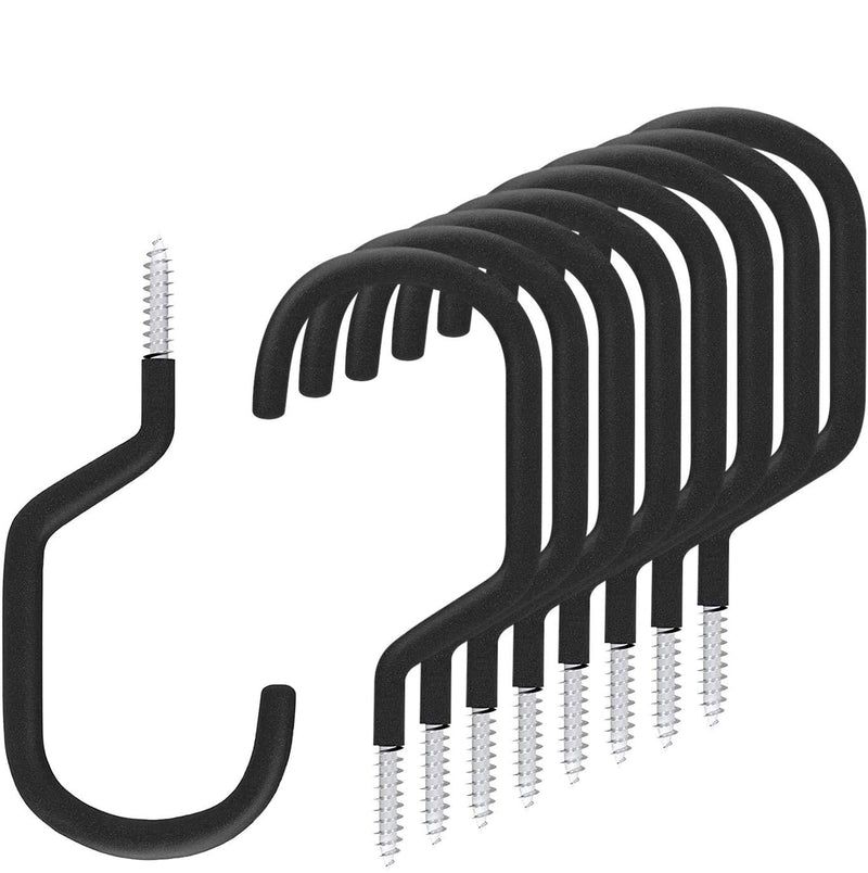 SMARTOLOGY 8 Pack Bike Hanger Storage Hook Rack, Rubber Coated Heavy Duty Large Screw in Ceiling Hooks for Garage Wall and Ceiling Bicycle Storage, Utility Tool Hanger (Black) Black - NewNest Australia