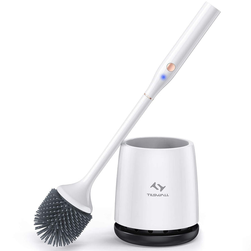 Tilswall Electric Toilet Brush and Holder with 2pcs TPR Brush Heads, Automatic Cleaning Brushes, Toilet Brushes with 2000mAh Rechargeable Battery, 360° Ventilation Odor Free - NewNest Australia