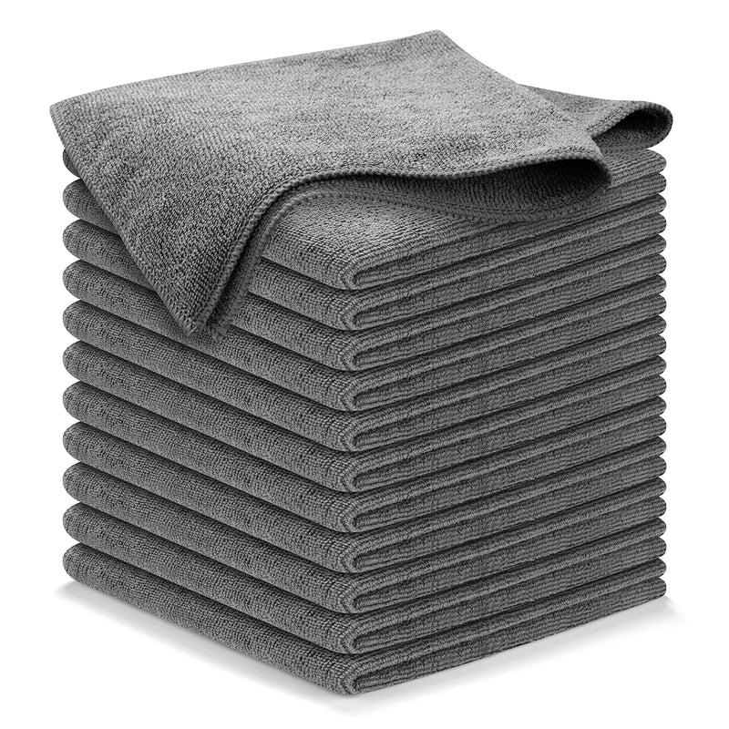 USANOOKS Microfiber Cleaning Cloth Grey - 12Pcs (16x16 inch) High Performance - 1200 Washes, Ultra Absorbent Weave Trap Grime & Liquid for Streak-Free Mirror Shine, Scratch Proof & Lint Free Cloth Gray - NewNest Australia