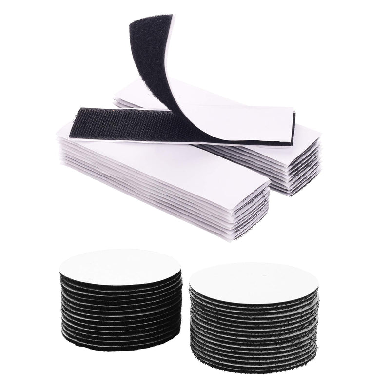 LLPT 32 Pairs Hook and Loop Tape Fastener Round (Dia. 2.4”) Dots + Rectangle (1.2”x 4.7”) Square Pad Each 16 Pairs Heavy Duty Adhesive Hook Loop Strip Mounting Tape for Home Deco Office School(RSB360) Round+Square 32Packs - NewNest Australia