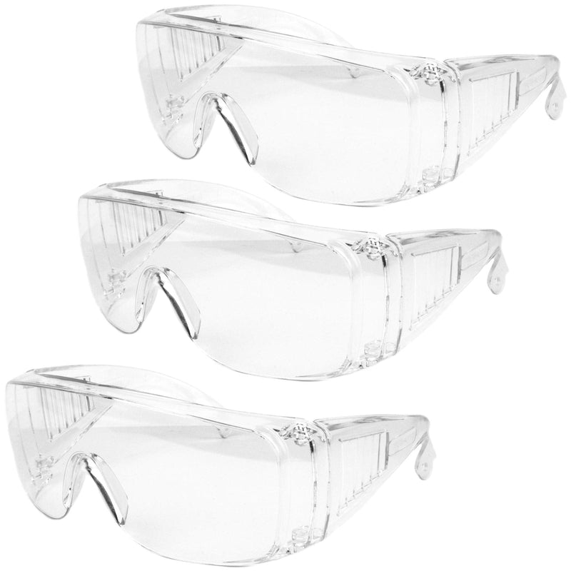 3 Pack Safety Glasses Over Eyeglasses (Anti-Fog & Scratch Resistant) Wrap Around Crystal Clear Eye Protection - OTG Safety Goggles are Perfect for Nurses, Construction, Shooting, Lab Work, & More! - NewNest Australia