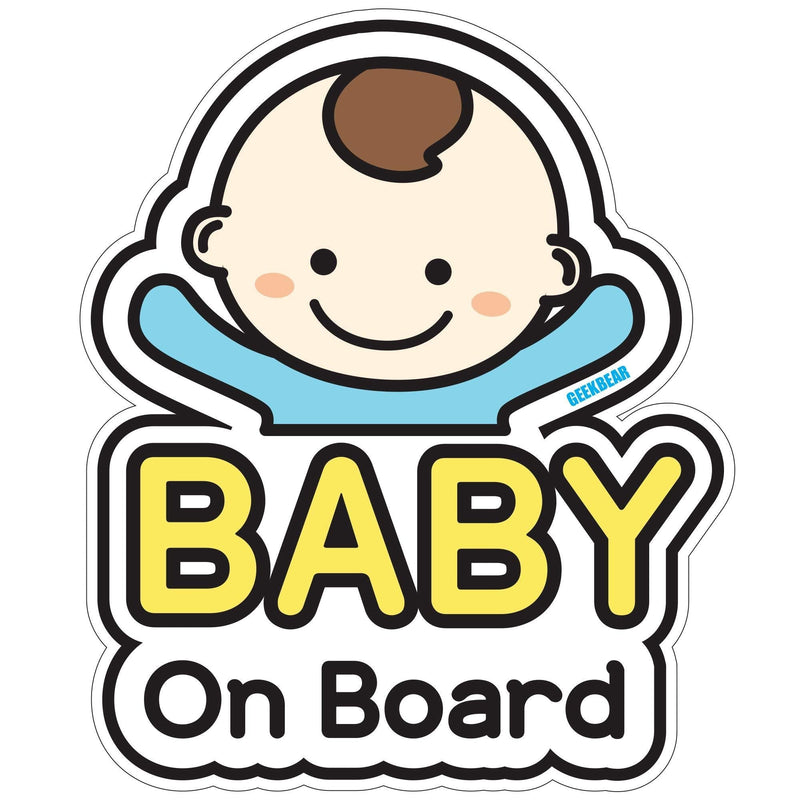 GEEKBEAR Baby on Board Sticker and Decal for Boy - Baby Bumper Car Sticker - Baby Window Car Sticker - Baby in Car Sticker - Cute Safety Caution Decal Sign for Cars - NewNest Australia