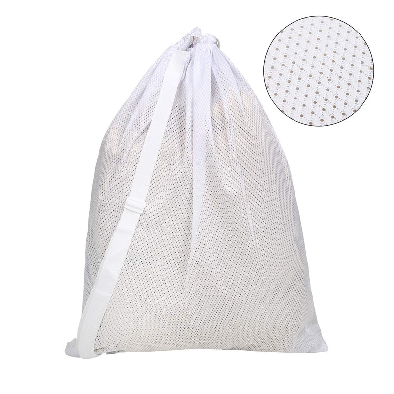 NewNest Australia - Lead Free Diamond Shape Mesh Laundry Bag with Strap,Large Heavy Duty Laundry Bag-27.5 x 35.5 inches-Sturdy Drawstring Bag. Ideal Machine Washable Durable White Net Bag for College, Dorm, Apartment 