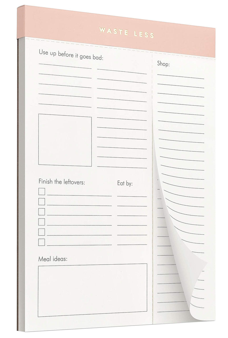 Waste Less - Track Perishables - Reduce Food Waste. Magnetic Meal Planner Pad & Grocery List, 52 Tear-Off Pages (8 x 6 in) Peach Pink - NewNest Australia