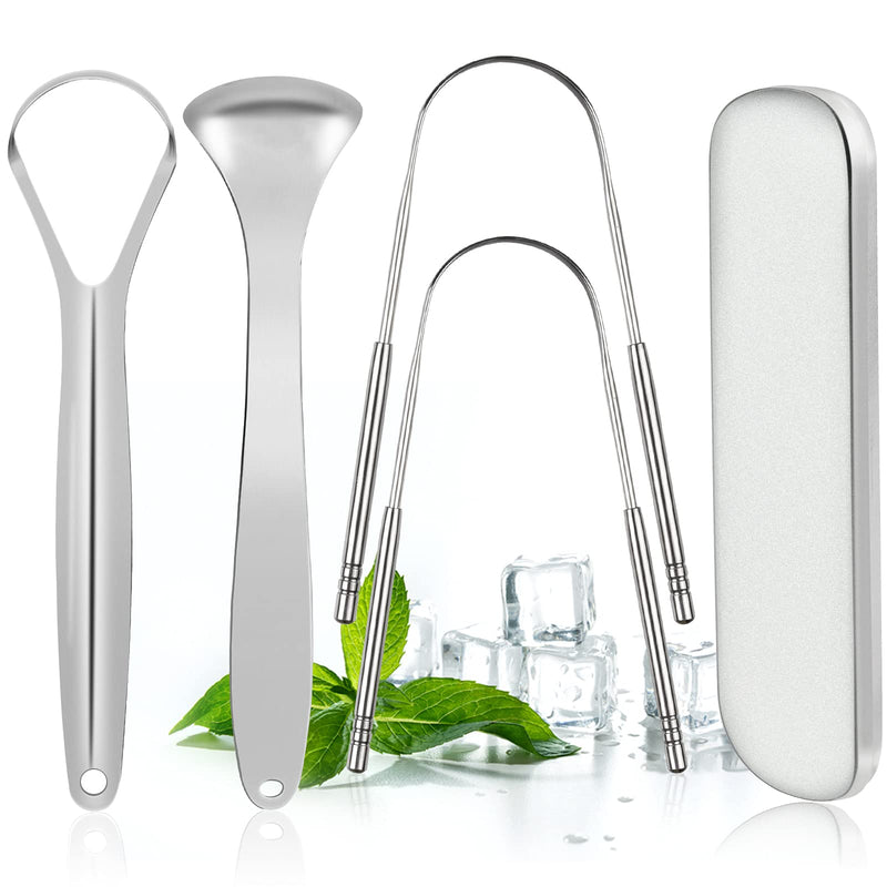Tongue Scraper,Morgles 4Pcs Tongue Scrapers for Adults Kids Medical Grade Metal Tongue Scraper Cleaner with Case Great for Oral Hygiene Reduce Bad Breath - NewNest Australia