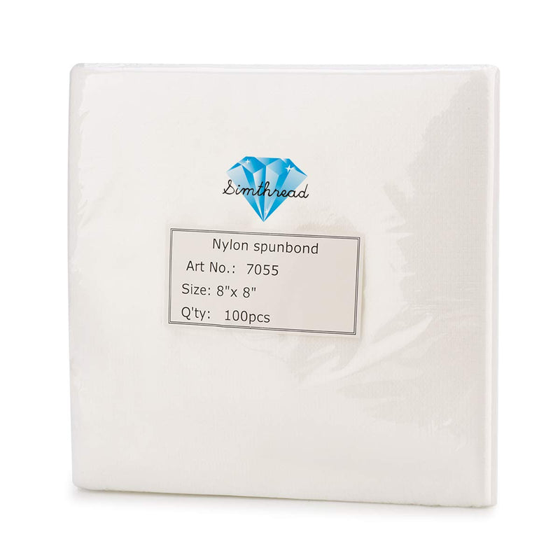 Simthread No Show Mesh (Invisible) Cut Away Embroidery Stabilizer Backing Interlining - Weight 1.9 Ounces 8" x 8" 100pcs/pack - Precut Sheets for 4x4 and 6x6 Machine Embroidery Hoops 8"x8" 100pcs - NewNest Australia
