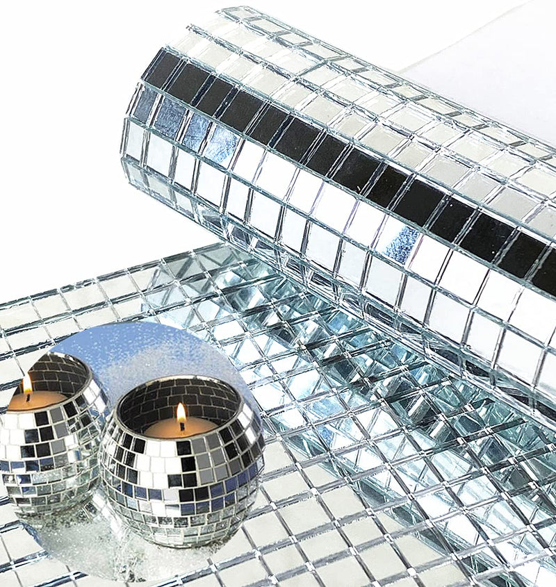 REDODEDO 3600pcs Real Glass Silver Mirrors Mosaic Tiles Sticker for Craft Square Glass Tiles Self Adhesive,5mm by 5mm - NewNest Australia