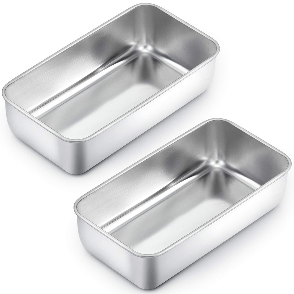 NewNest Australia - TeamFar Loaf Pans for Baking Bread, 9¼" × 5" Bread Loaf Pan Meatloaf Pan Stainless Steel for Home Kitchen, Healthy & Durable, Oven & Dishwasher Safe - Set of 2 