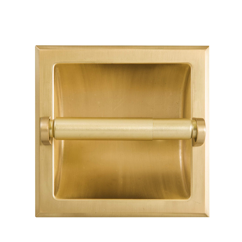 SENTO Classic Gold Recessed Standard Toilet Paper Holder, Wall Mounted Heavy Duty Metal Toilet Paper Roll Holder with Rear Mounting Bracket, in Wall, Easy Installation, Satin Brass - NewNest Australia