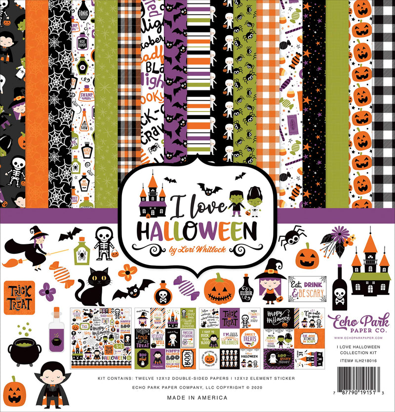 Echo Park Paper Company Love Halloween Collection Kit, Orange, Black, Purple, Green - NewNest Australia