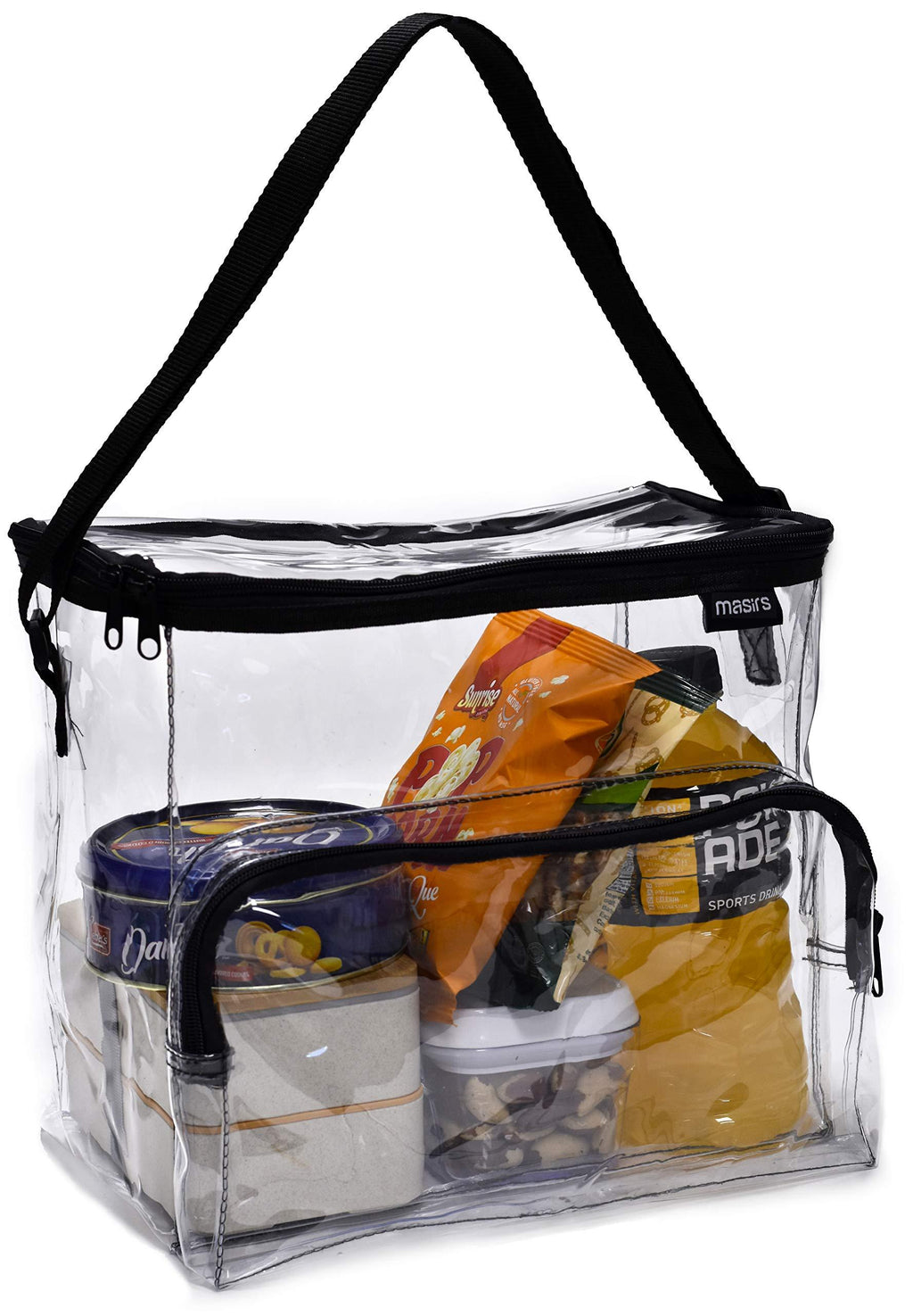 NewNest Australia - Clear Lunch Bag - Durable PVC Plastic See Through Lunch Bag with Adjustable Shoulder Strap Handle for Prison Correctional Officers, Work, School, Stadium Approved, Freezer Proof and Lead Free (Large) Large 