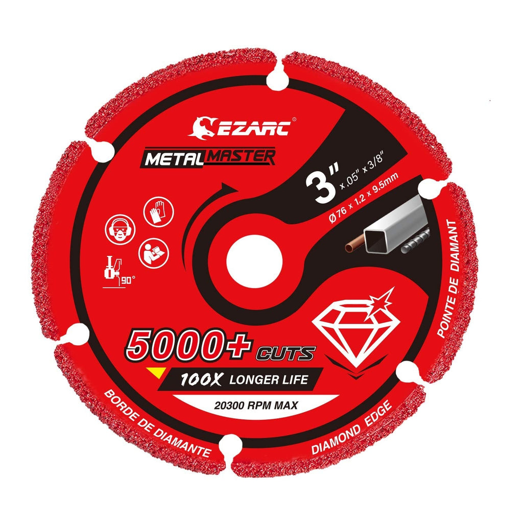 EZARC Diamond Cutting Wheel 3 x 3/8 Inch for Metal, Cut Off Wheel with 5000+ Cuts on Rebar, Steel, Iron and INOX - NewNest Australia